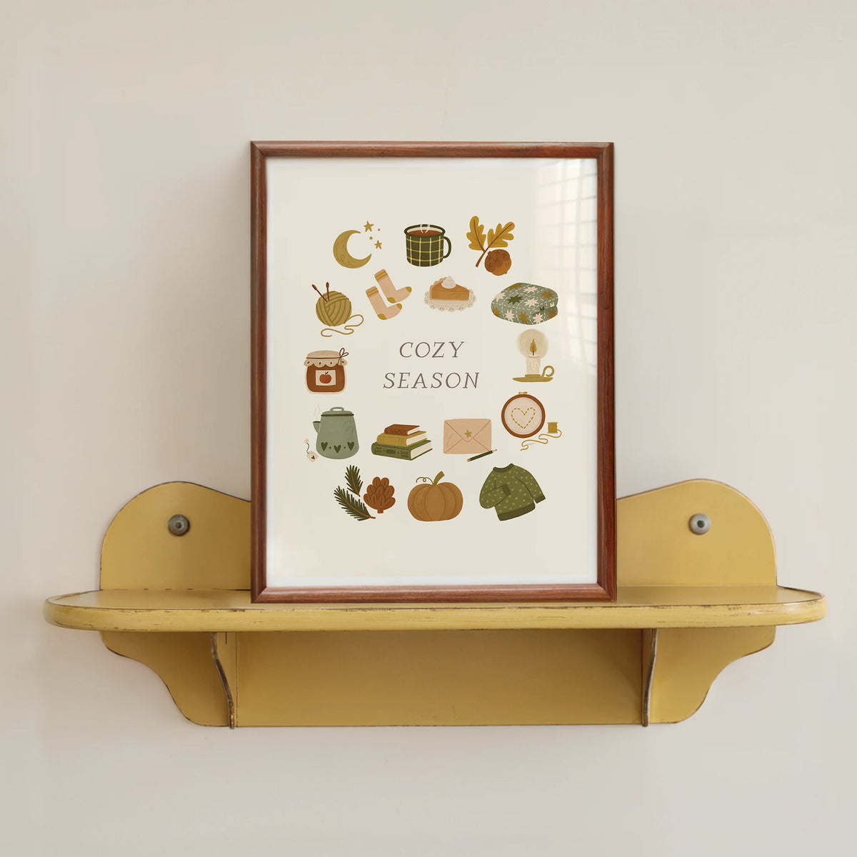 Cozy Season 8x10 Art Print, Fall Icons Wall Art