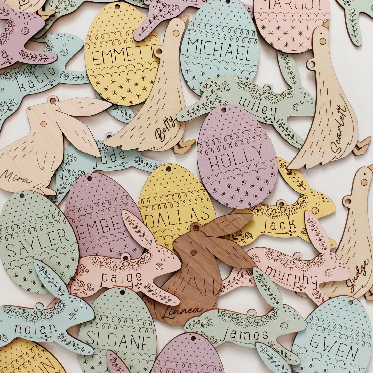 Goose Personalized Wood Easter Basket Tag Custom Heirloom