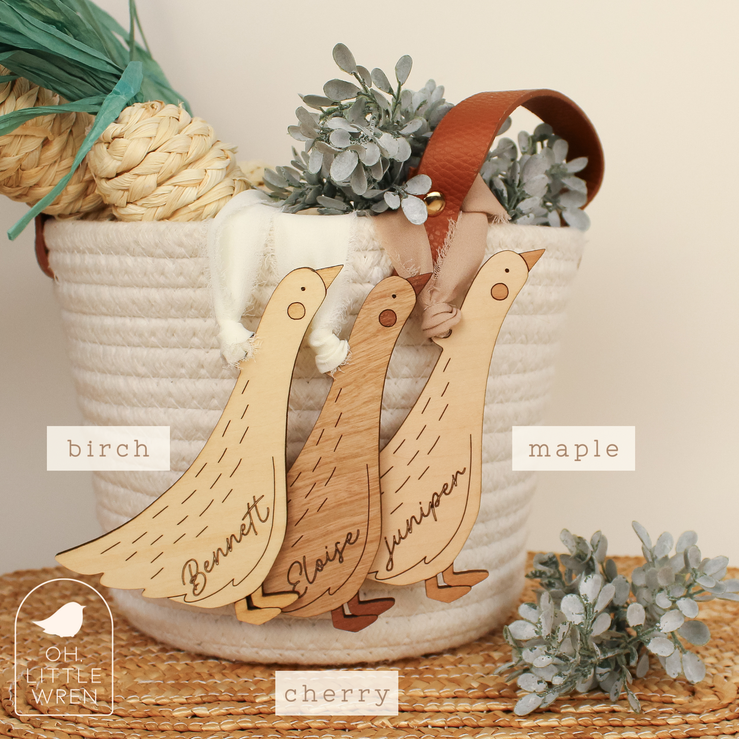 Goose Personalized Wood Easter Basket Tag Custom Heirloom