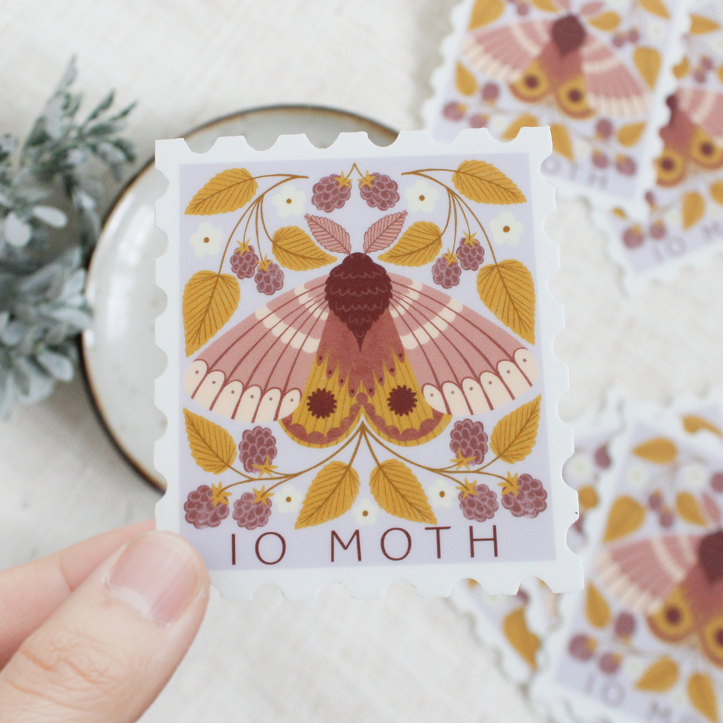 Io Moth Stamp Shaped Vinyl Sticker for Kids Scrapbooks and Water Bottles