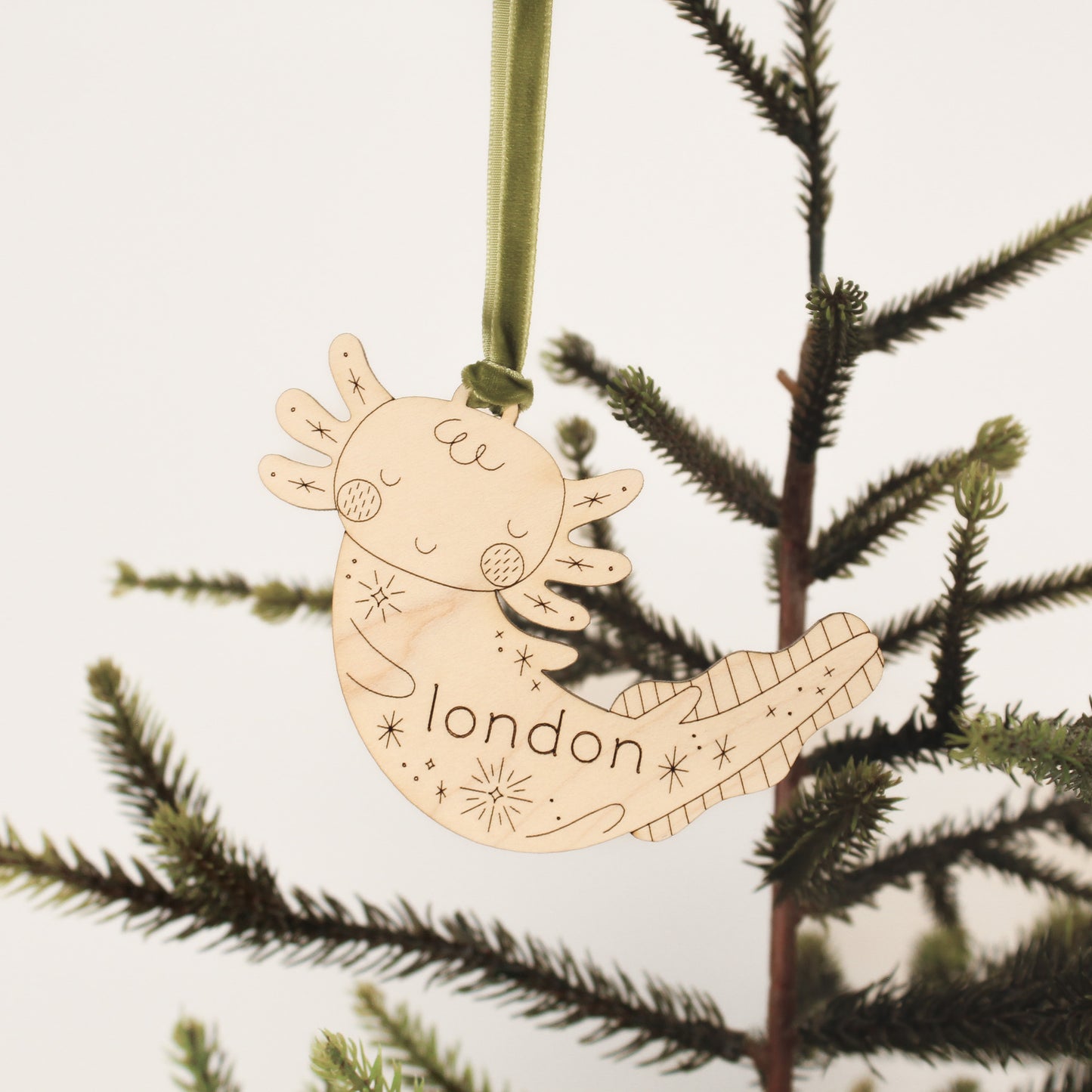 Axolotl Personalized Wooden Christmas Ornament Custom Heirloom