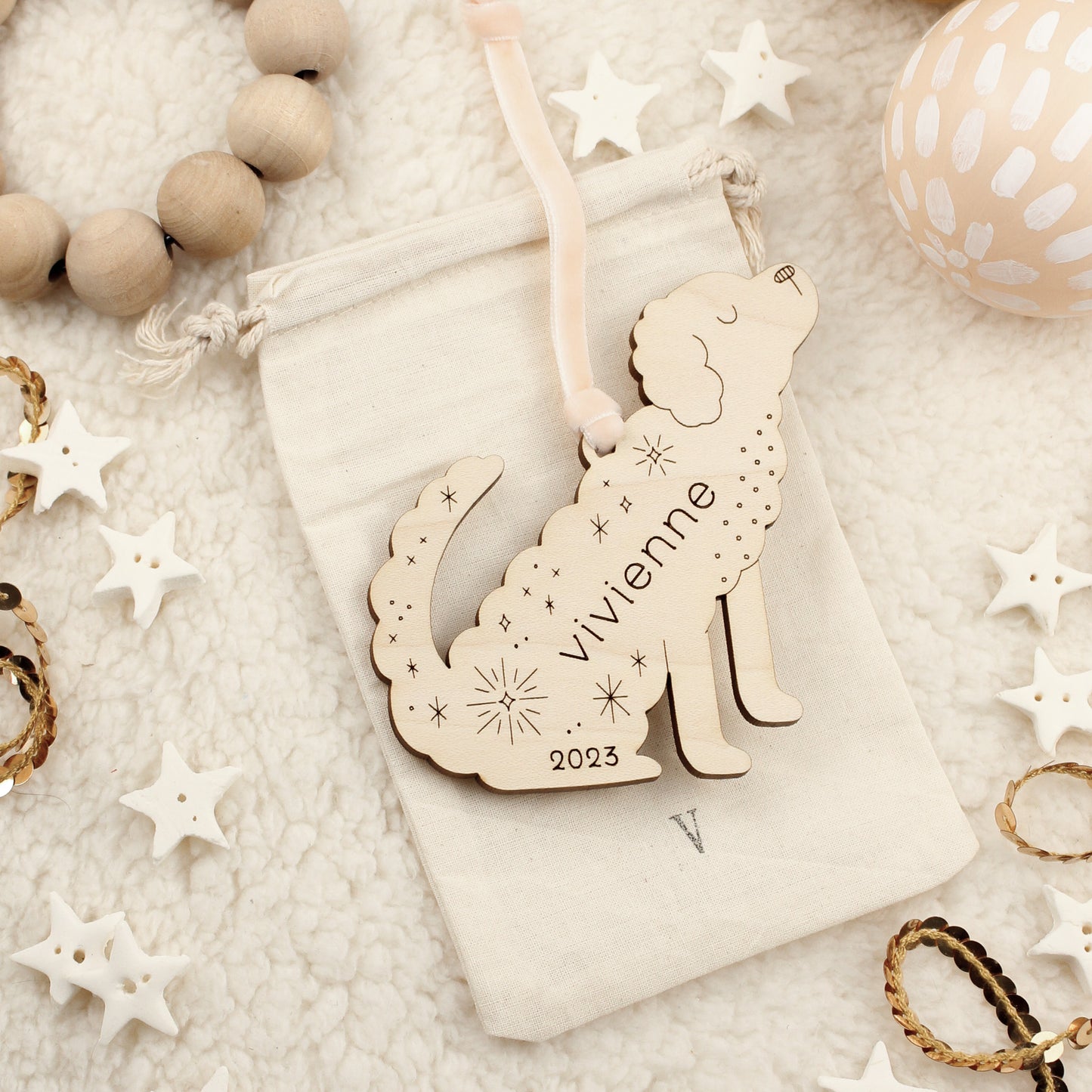 dog 2 personalized wooden folksy christmas ornaments