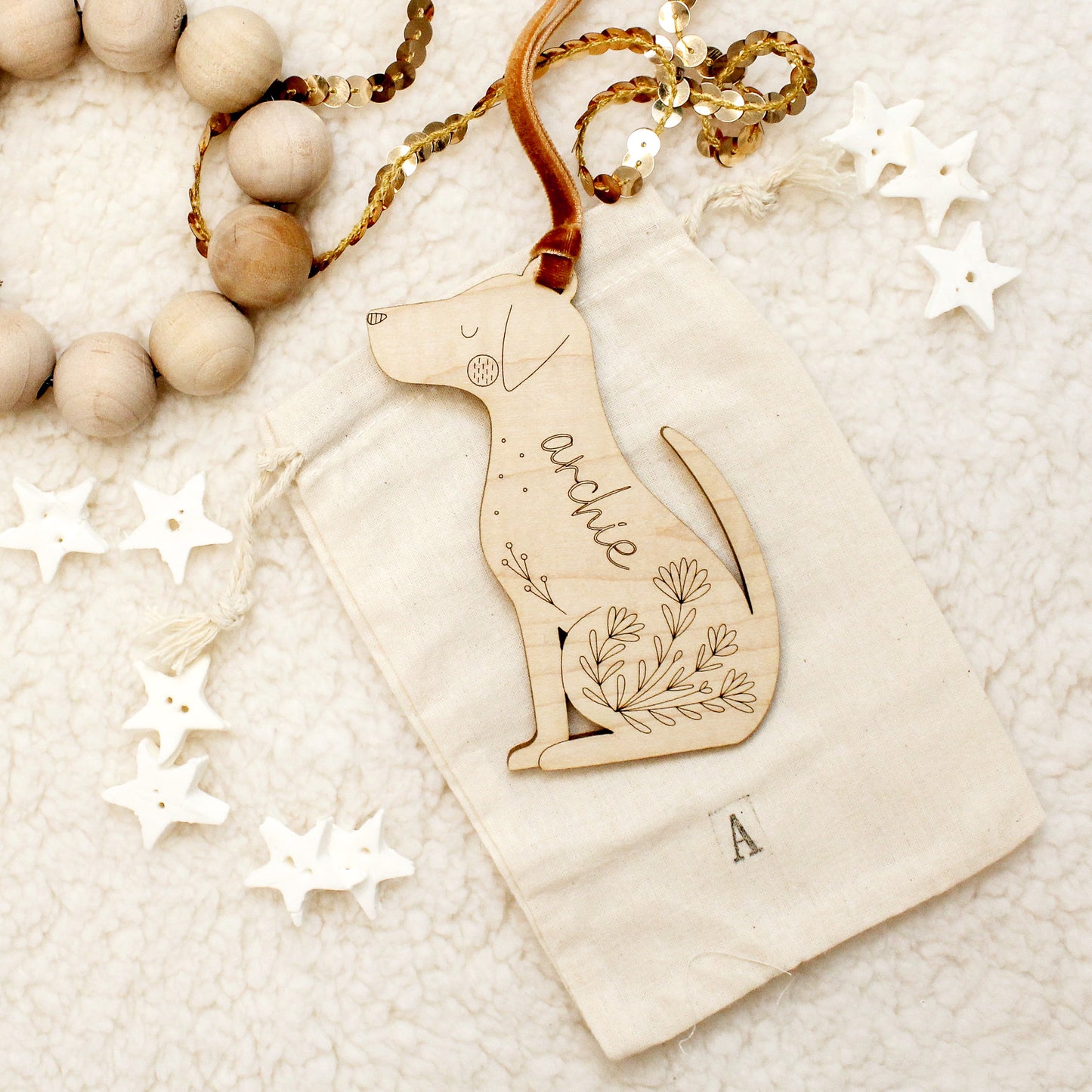 dog 1 personalized wooden folksy christmas ornaments