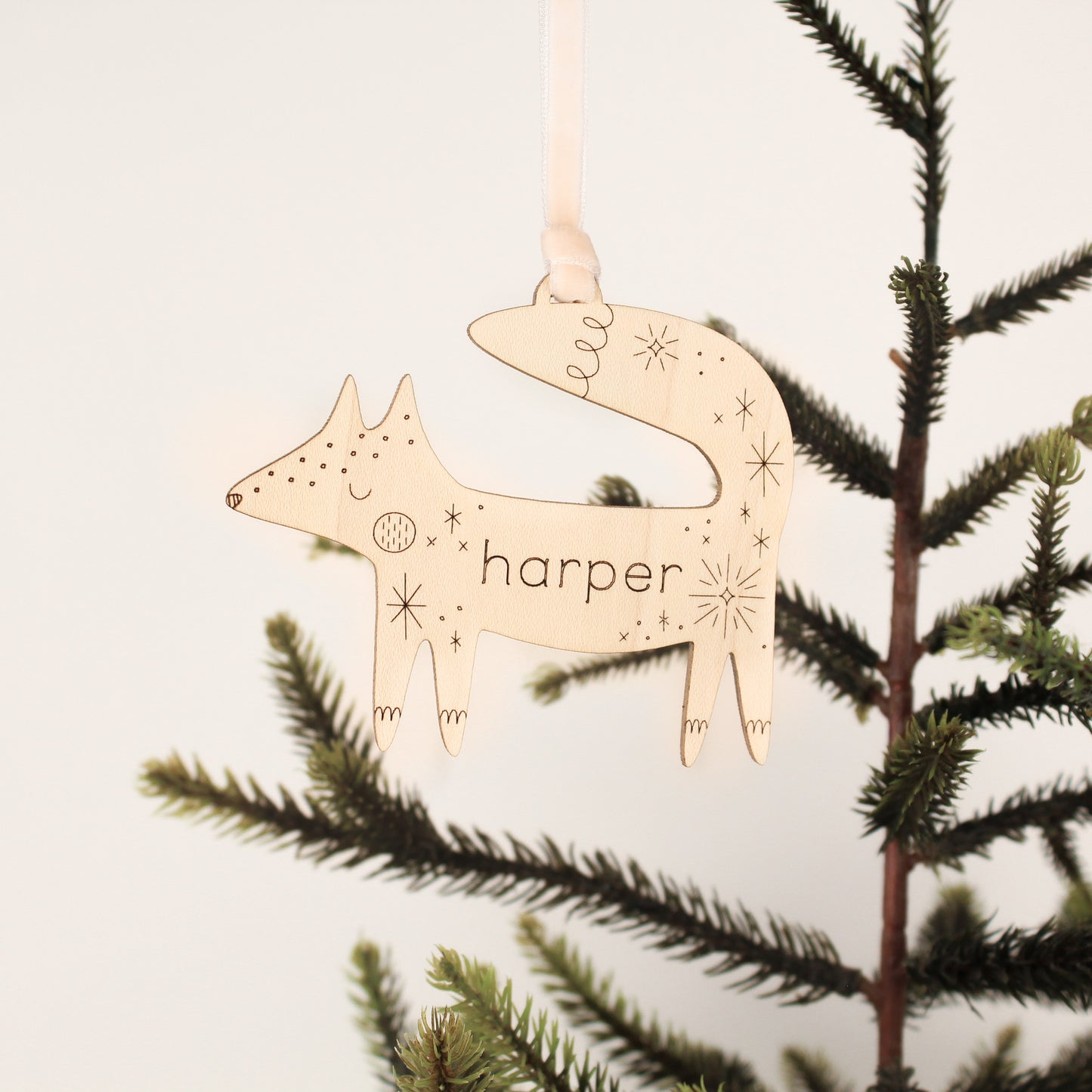 Fox Personalized Wooden Christmas Ornament Custom Heirloom