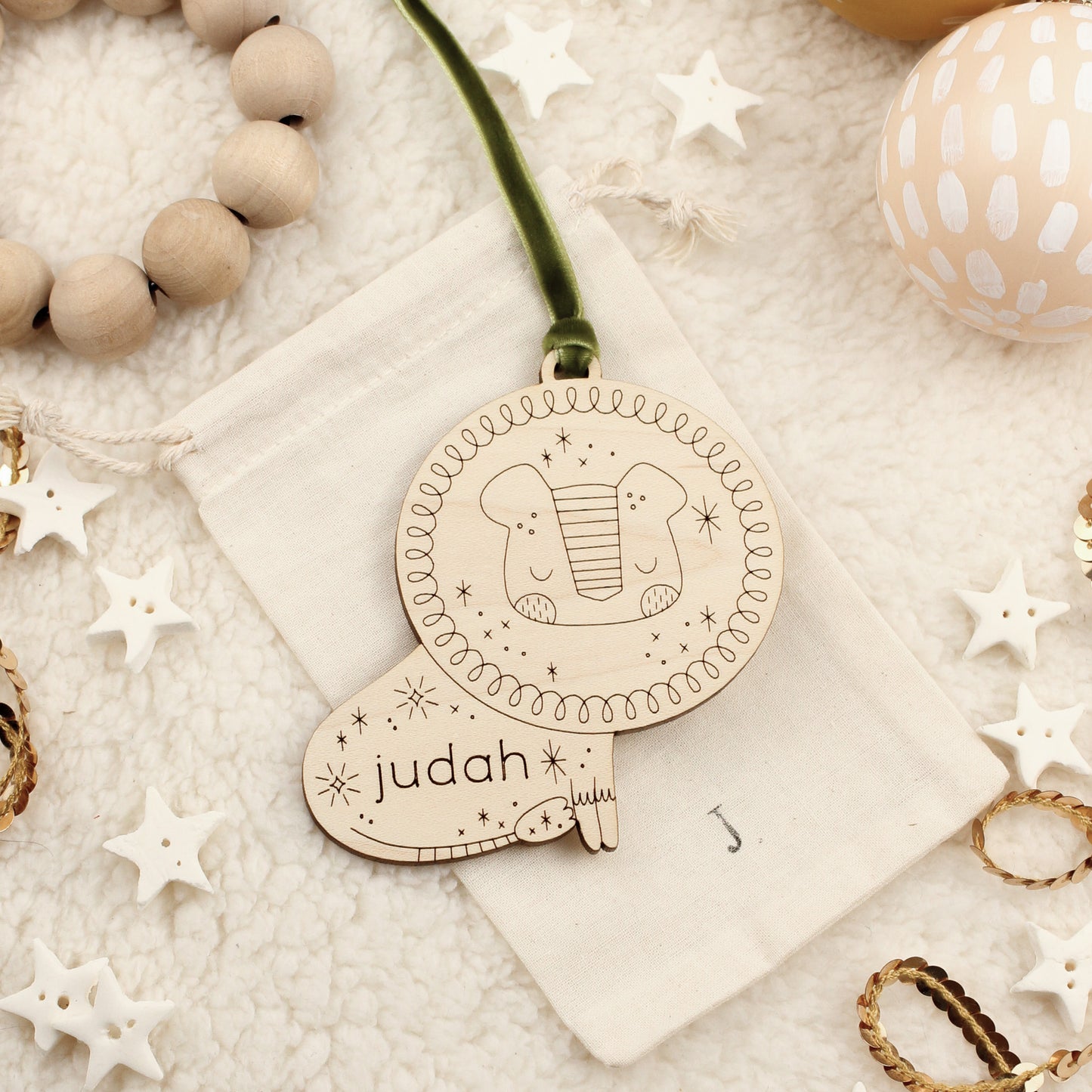 Lion Personalized Wooden Christmas Ornament Custom Heirloom
