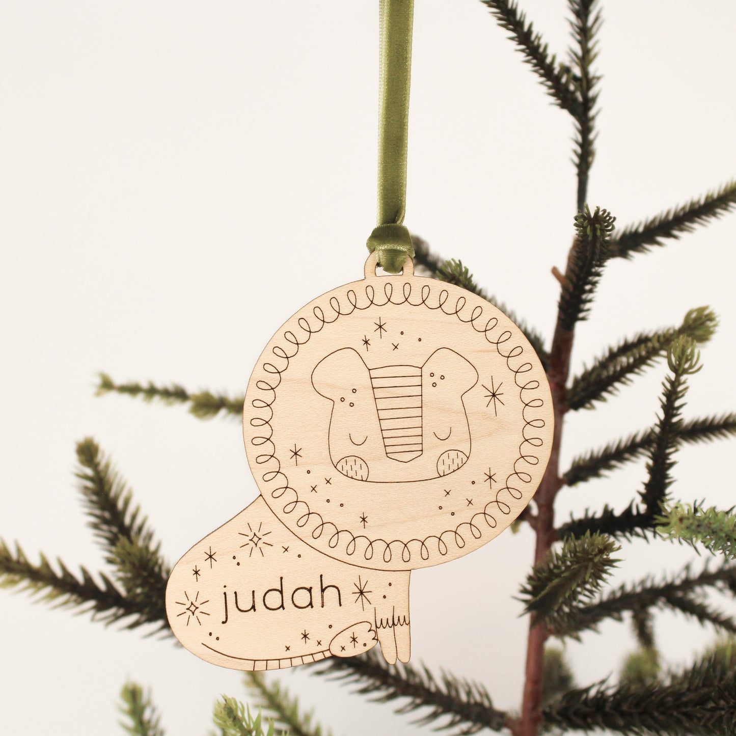 Lion Personalized Wooden Christmas Ornament Custom Heirloom