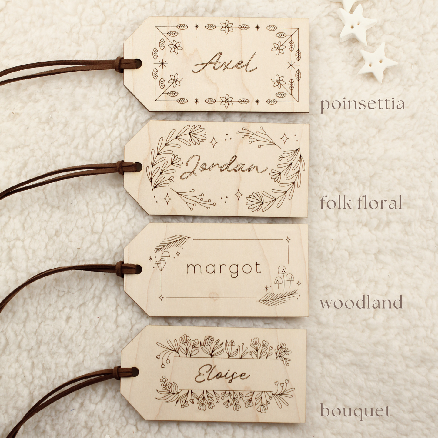 Woodland Personalized Wood Stocking Tag Custom Heirloom
