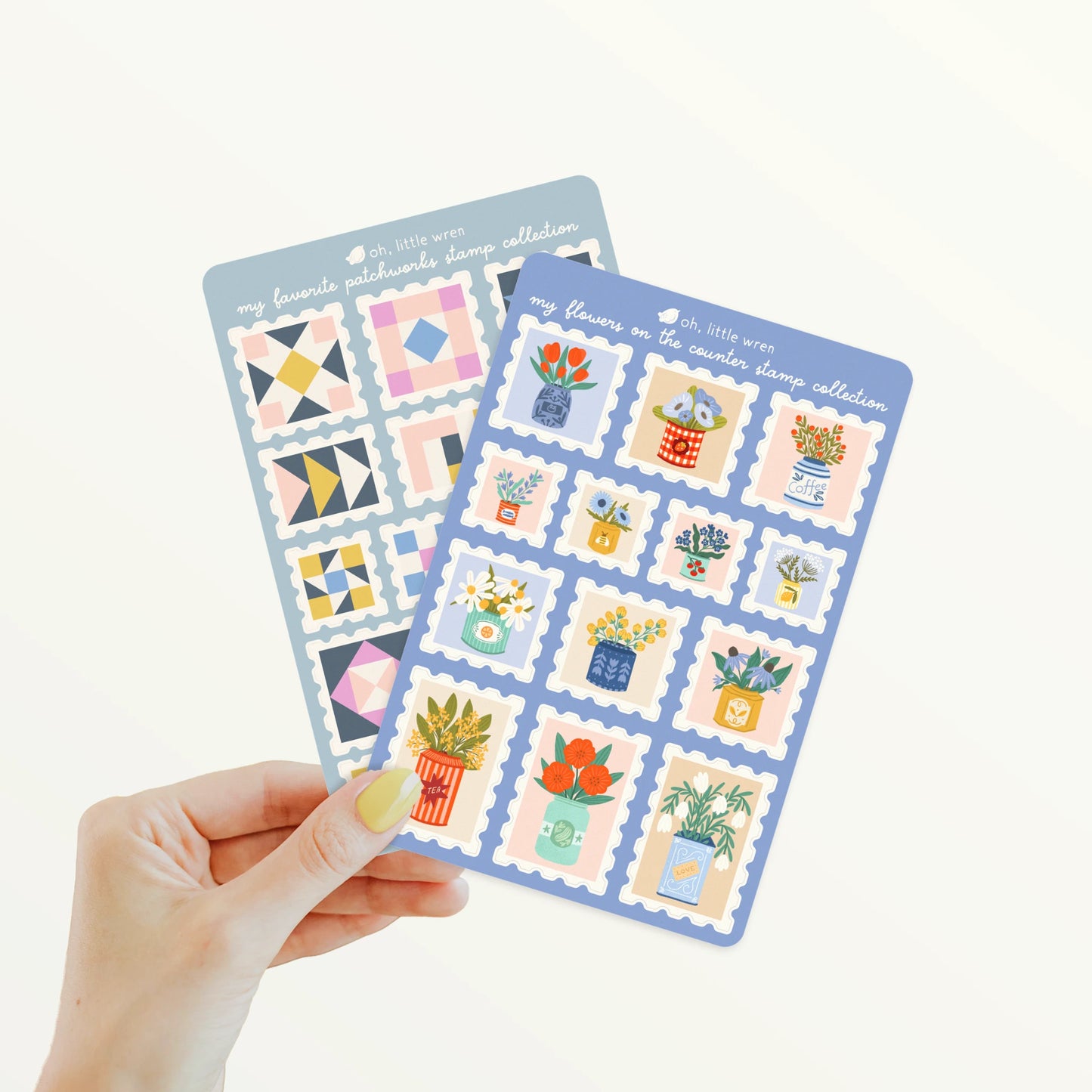 Quilt Block Stamp Collection Sticker Sheet | 4x6