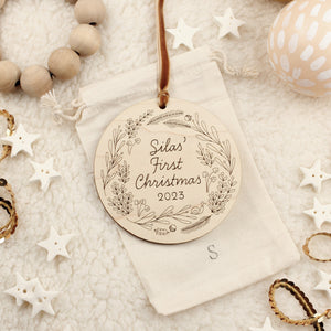 Woodland Personalized Baby's First Christmas Ornament