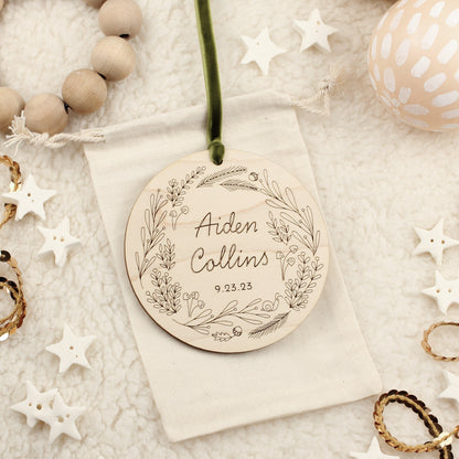 custom woodland themed baby's first christmas family ornament
