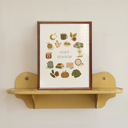 Cozy Season 8x10 Art Print, Fall Icons Wall Art