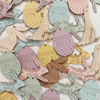 Goose Personalized Wood Easter Basket Tag Custom Heirloom