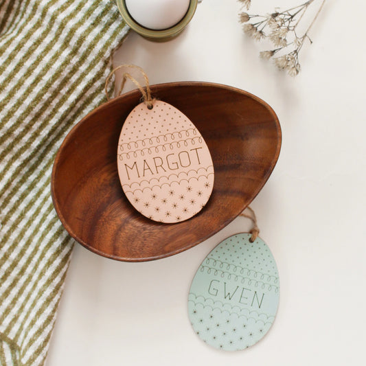 Modern Egg Personalized Wood Easter Basket Tag Custom Heirloom
