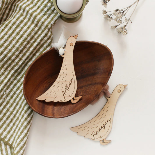 Goose Personalized Wood Easter Basket Tag Custom Heirloom