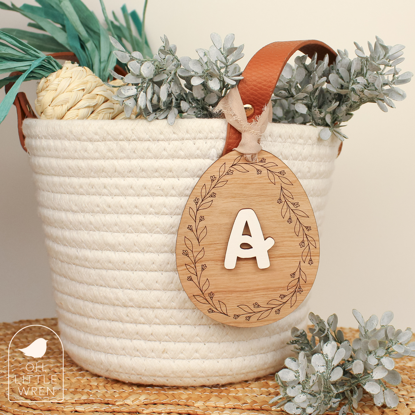 custom heirloom wood easter egg basket tag