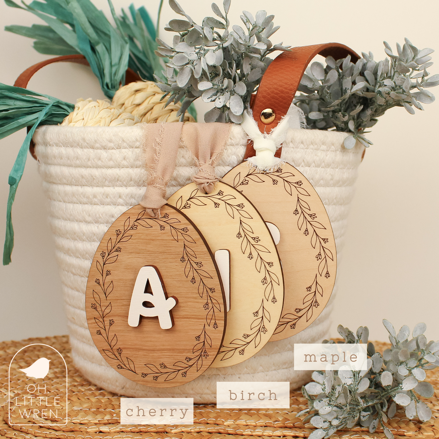 custom heirloom wood easter egg basket tag