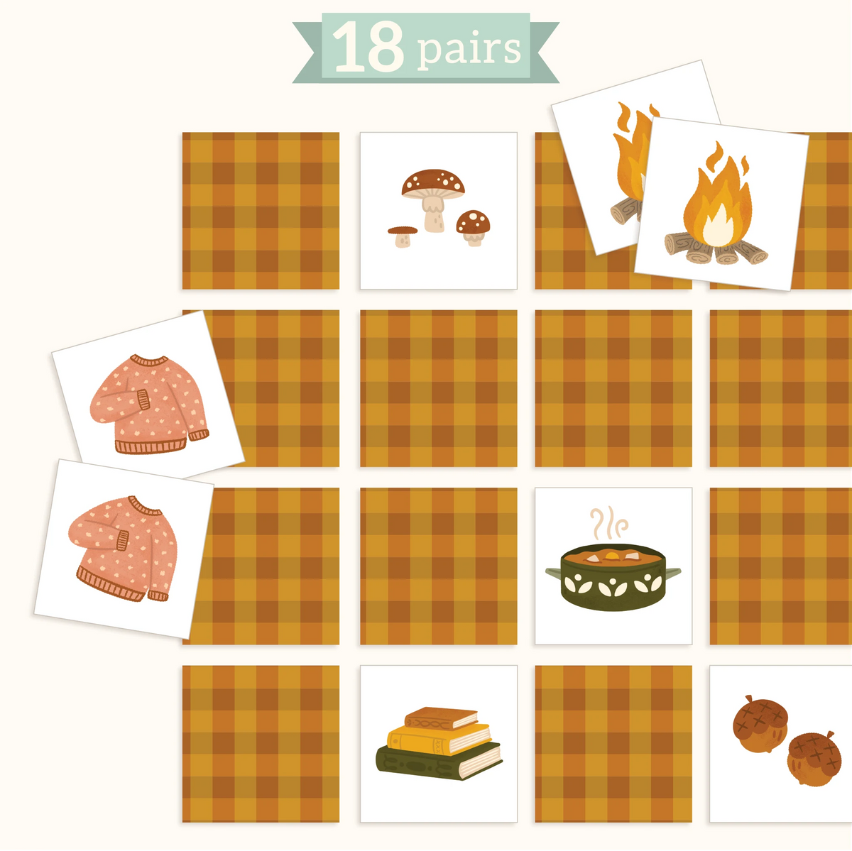 Fall Object Memory DIGITAL Fall Memory Match Game Printable – oh, little wren (Oh Little Wren)