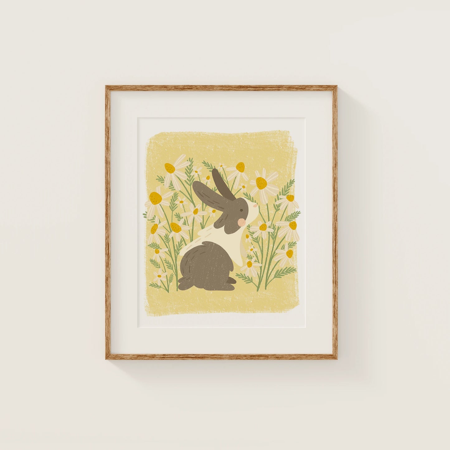 Blooming Buds 8x10 Art Print, Rabbit among Chamomile
