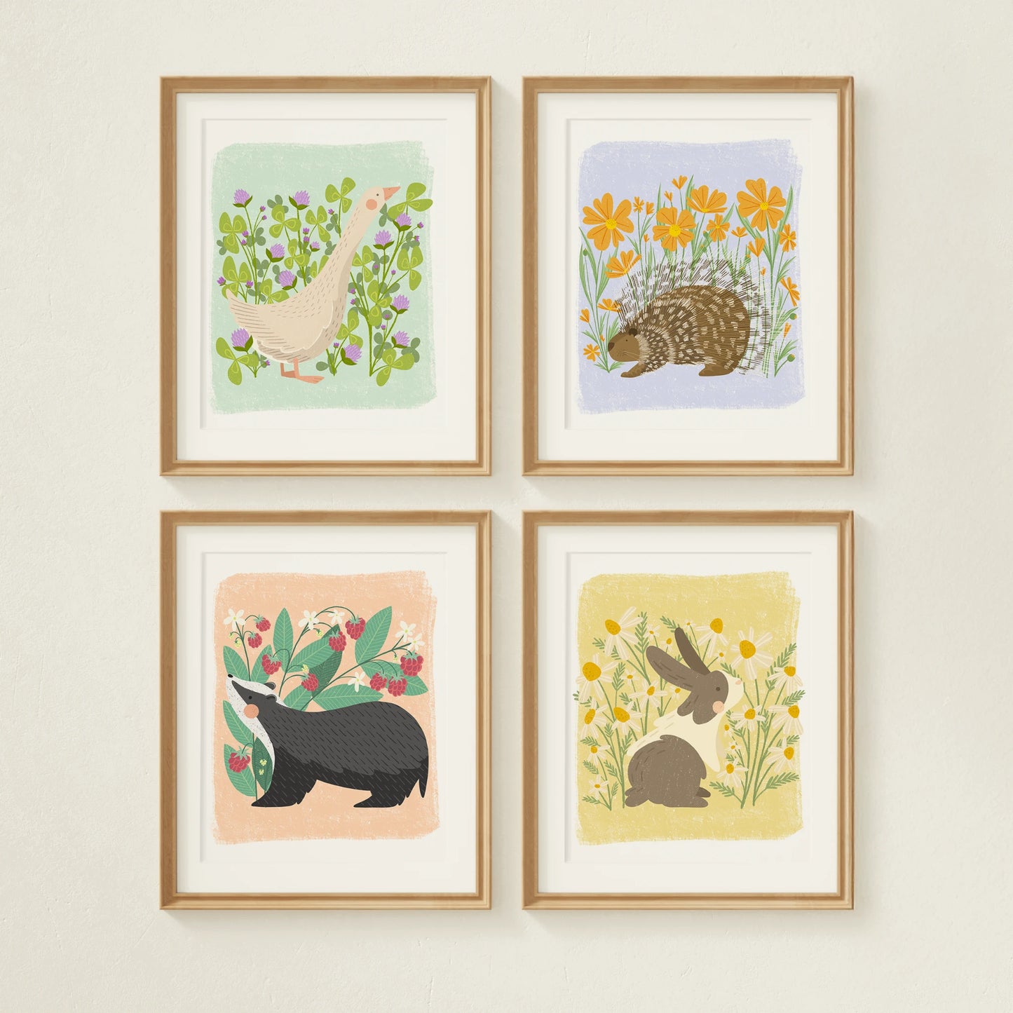 Blooming Buds 8x10 Art Print, Rabbit among Chamomile