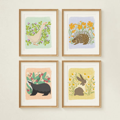Blooming Buds 8x10 Art Print, Rabbit among Chamomile