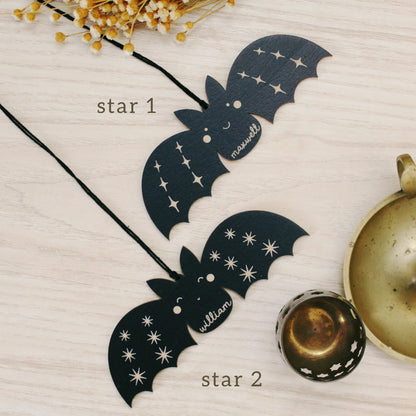 Bat Personalized Wooden Halloween Tag Custom Heirloom