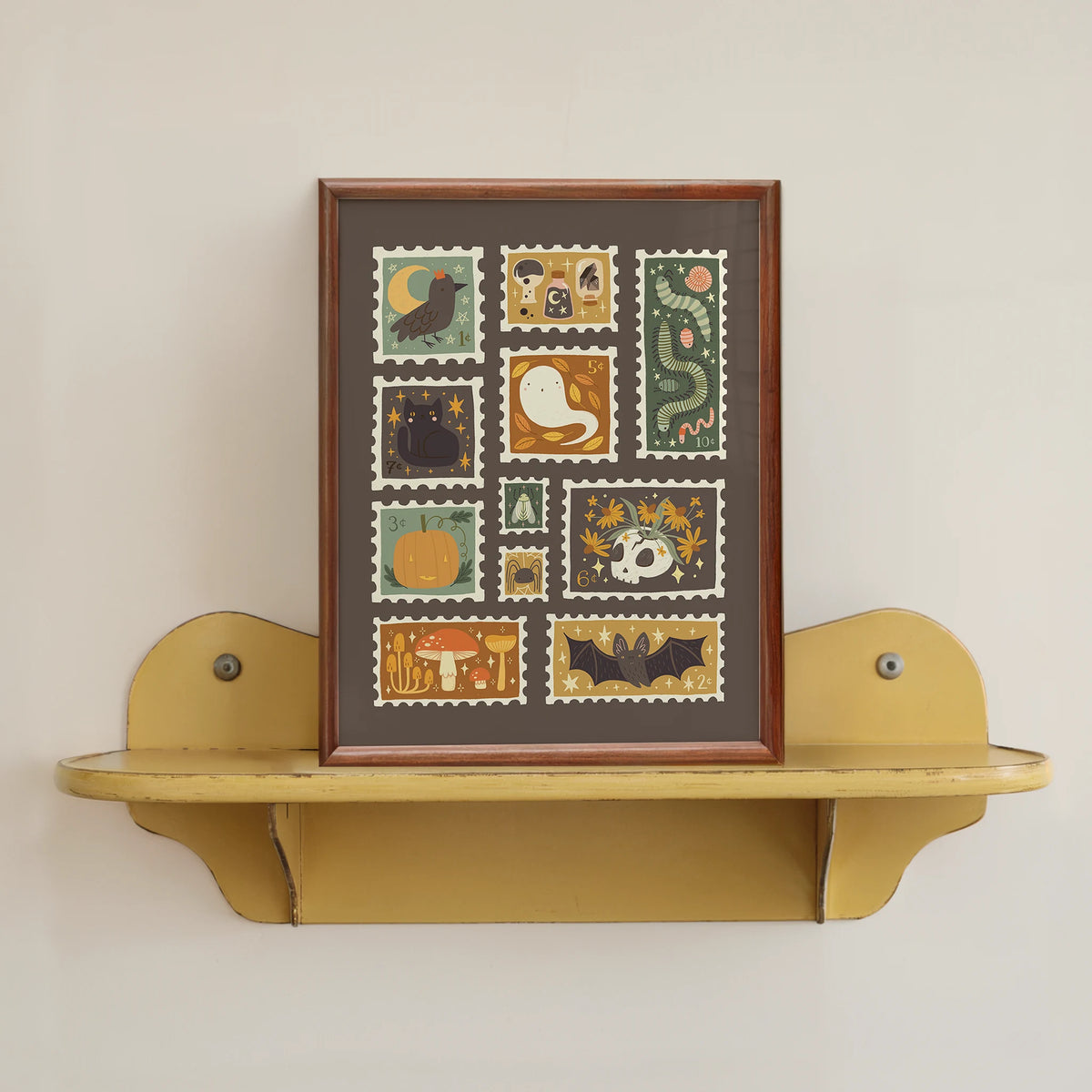 Halloween Stamp Collection 8x10 Art Print, Fall Wall Art