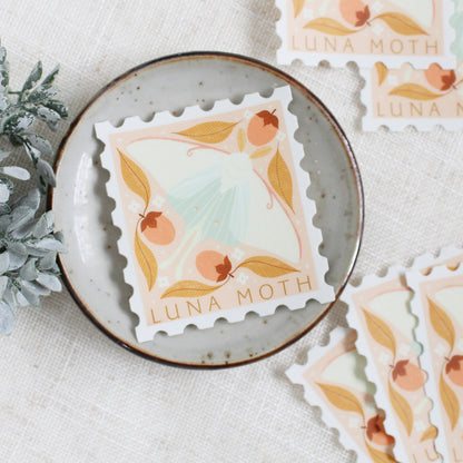 Luna moth, stamp shaped vinyl sticker