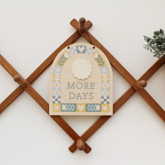 More Days Countdown Sign - All Occasions, Reusable Wooden Dry Erase Calendar for Kids and Families
