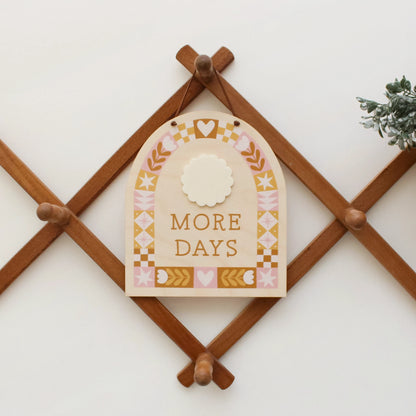 More Days Countdown Sign - All Occasions, Reusable Wooden Dry Erase Calendar for Kids and Families