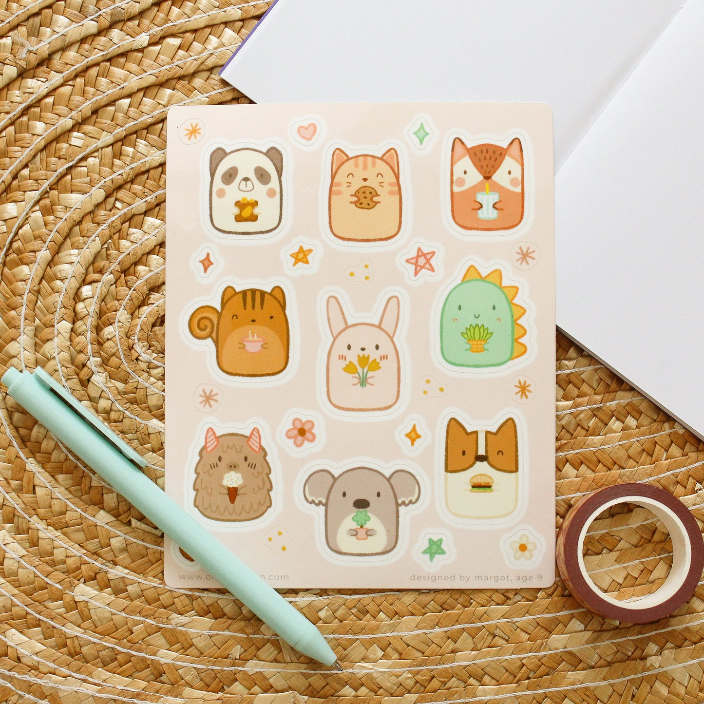 animal friends vinyl sticker sheet