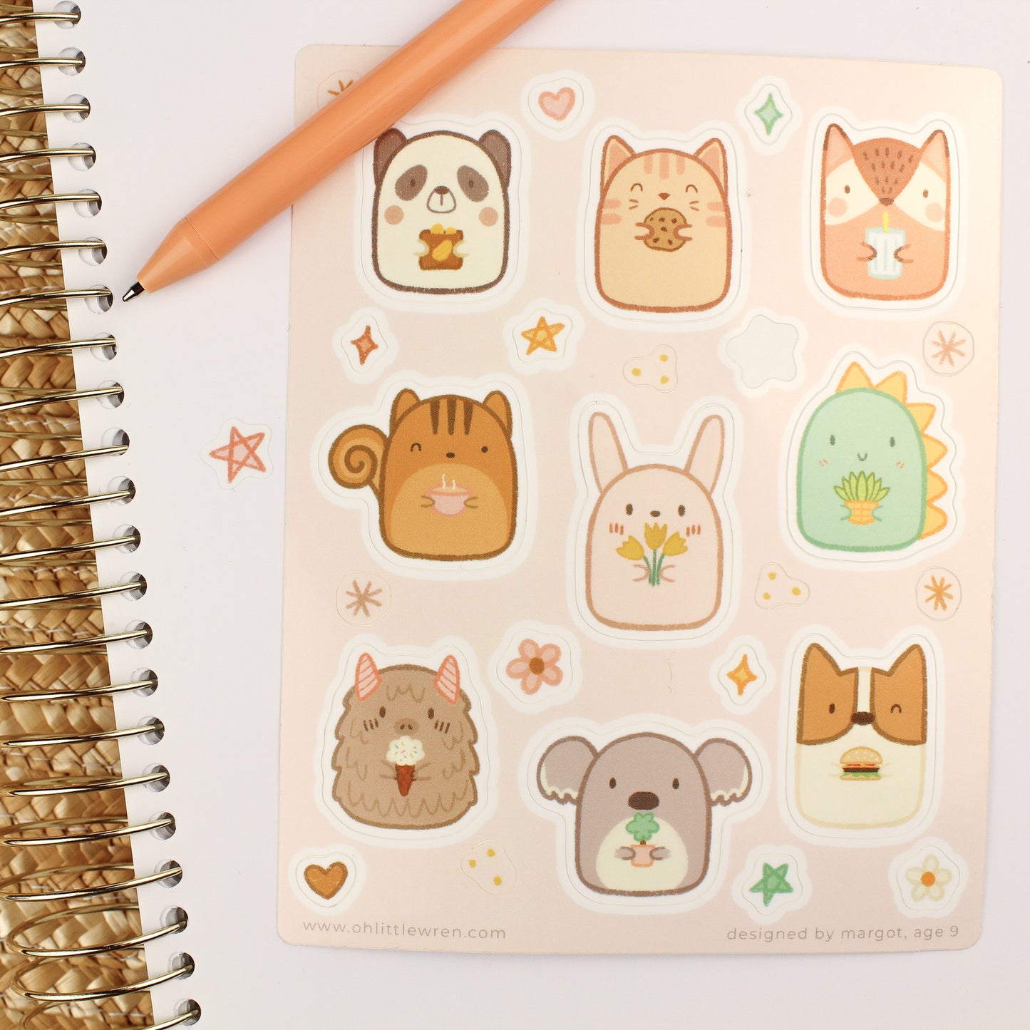 animal friends vinyl sticker sheet