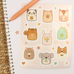 load image into gallery viewer, animal friends vinyl sticker sheet
