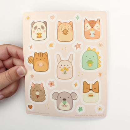 animal friends vinyl sticker sheet