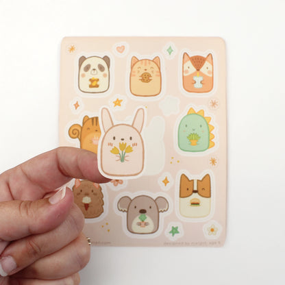 animal friends vinyl sticker sheet