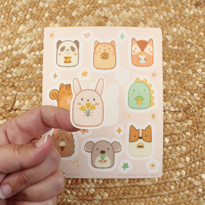 animal friends vinyl sticker sheet