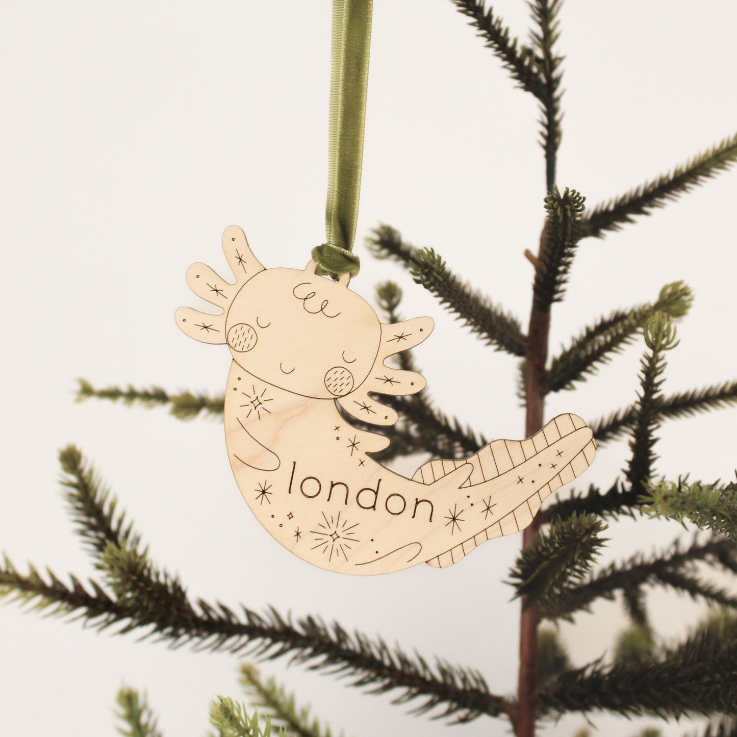 axolotl personalized wooden folksy christmas ornaments