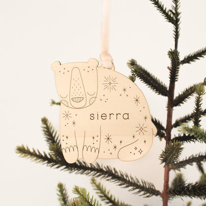 bear personalized wooden folksy christmas ornaments