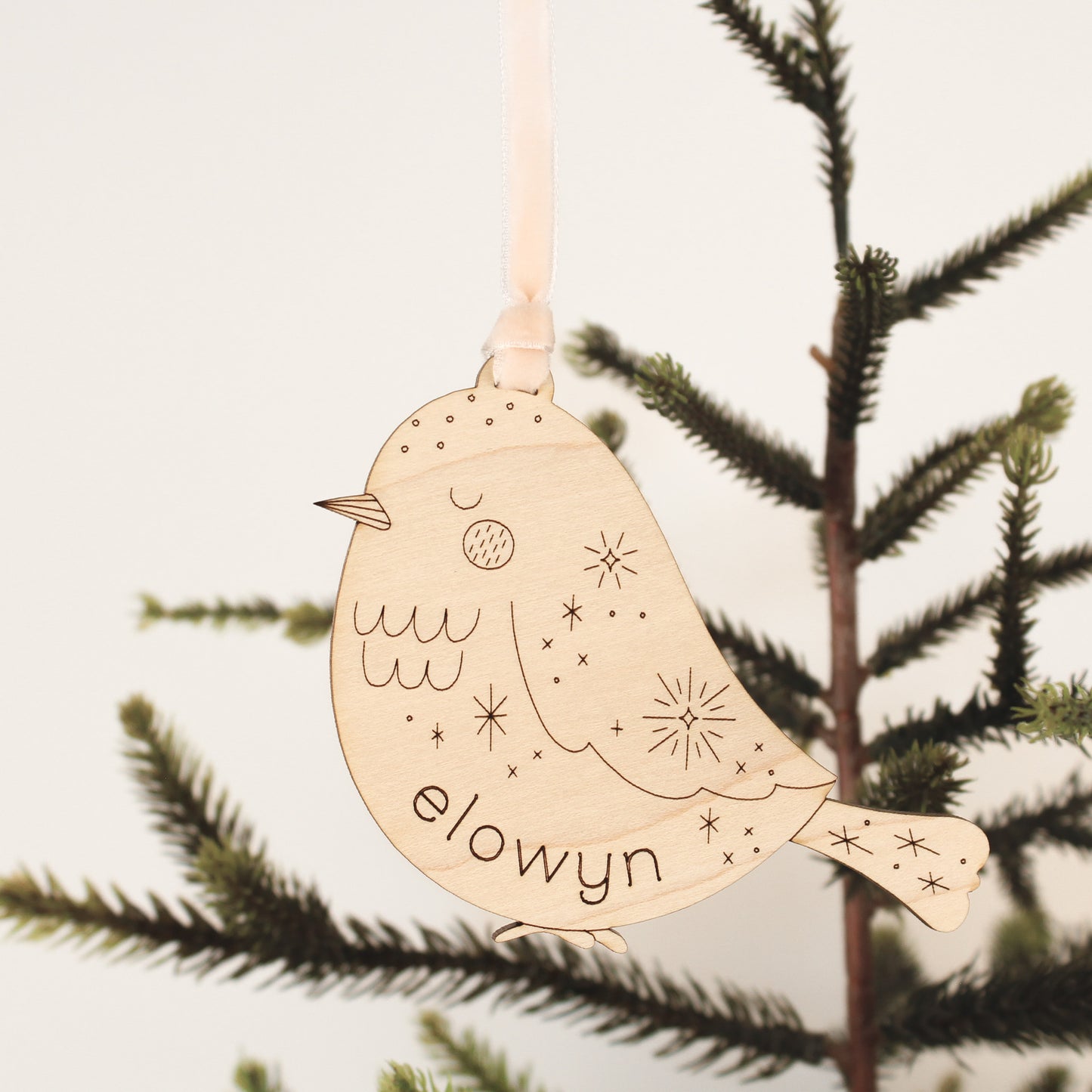 bird personalized wooden folksy christmas ornaments