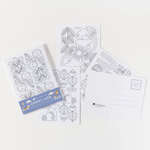 Woodland Friends Coloring Postcards