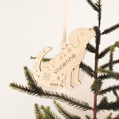 dog 2 personalized wooden folksy christmas ornaments