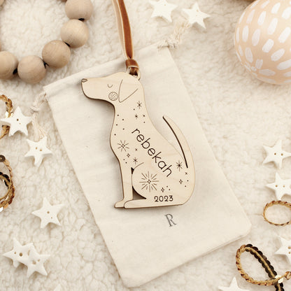 dog 1 personalized wooden folksy christmas ornaments