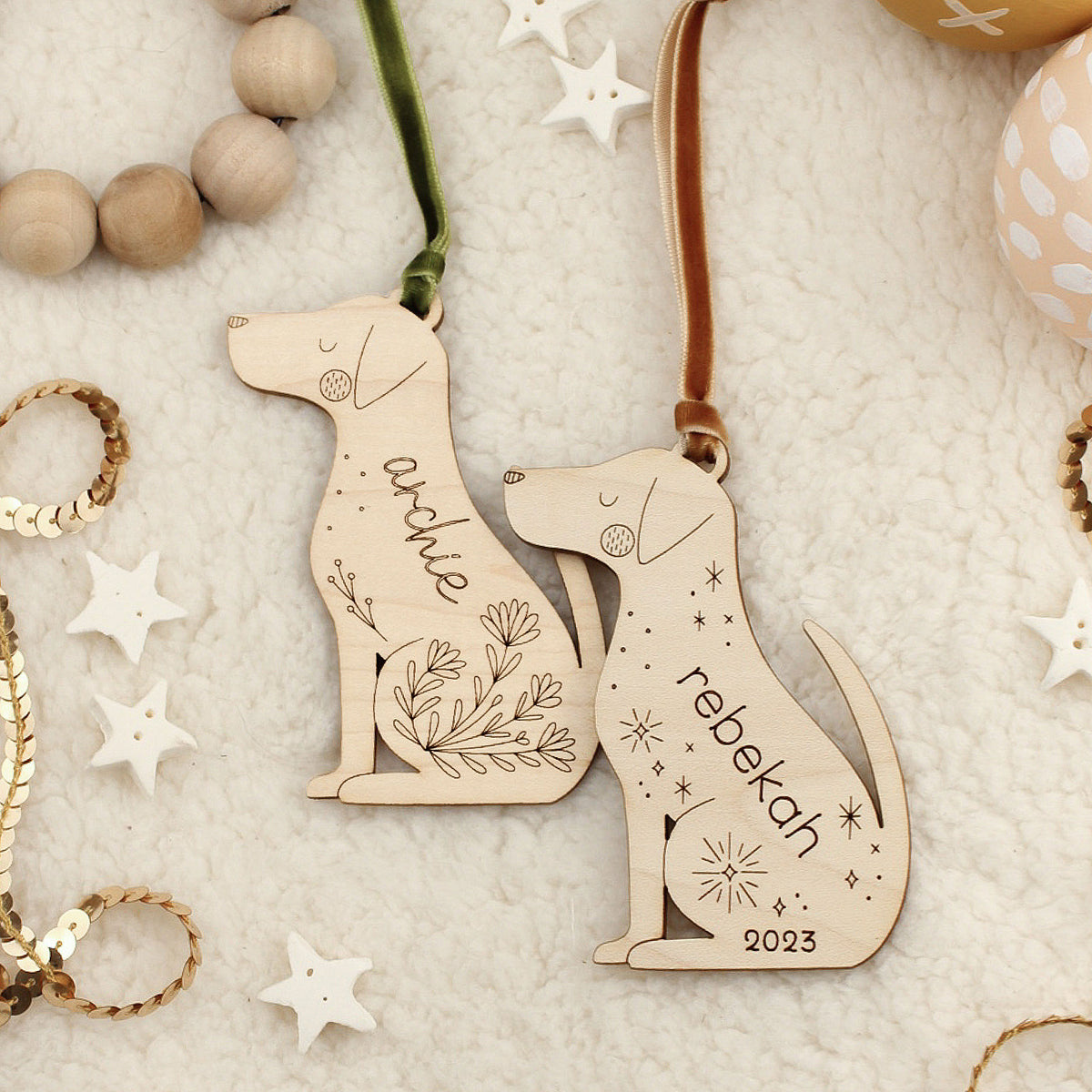 Dog Labrador Beagle Personalized Wooden Christmas Ornament Custom Heirloom
