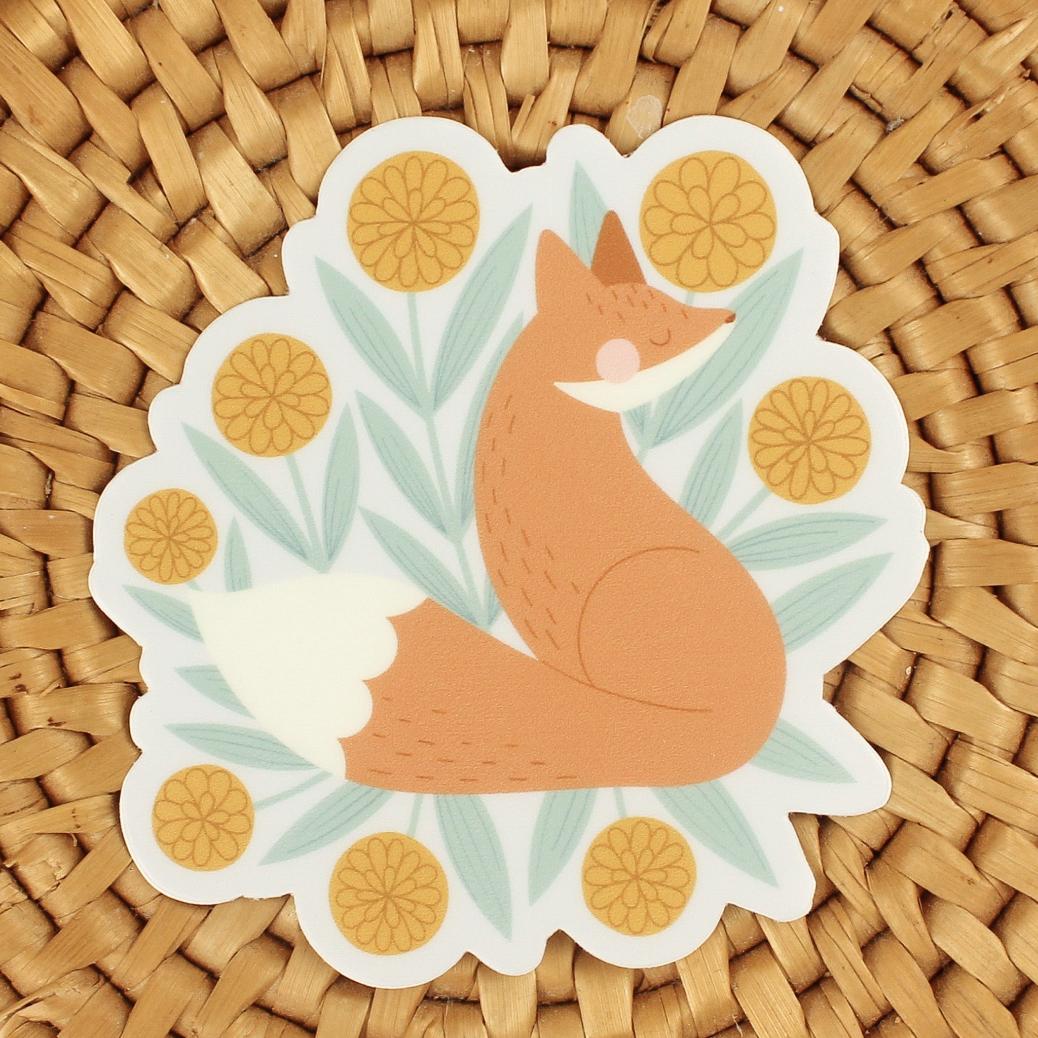 fox and flowers, series 4 vinyl sticker