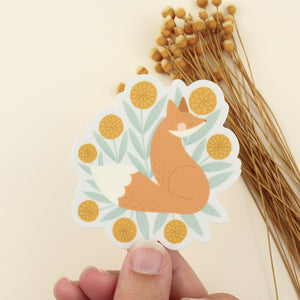 fox and flowers, series 4 vinyl sticker