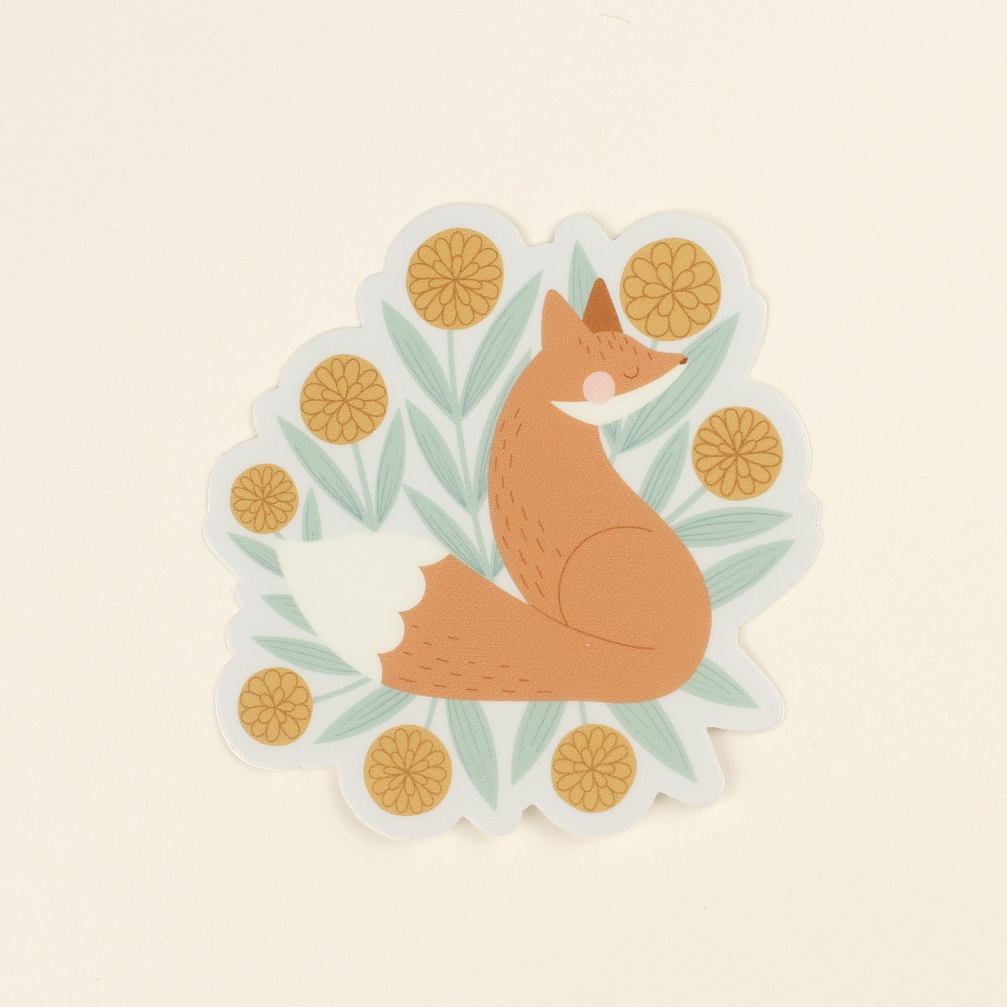 fox and flowers, series 4 vinyl sticker