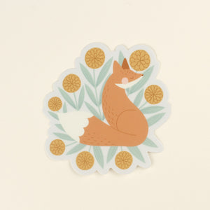 fox and flowers, series 4 vinyl sticker