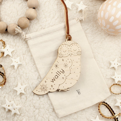 owl personalized wooden folksy christmas ornaments