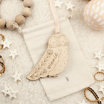 owl personalized wooden folksy christmas ornaments