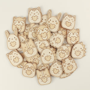animal friend pocket hugs, wooden token