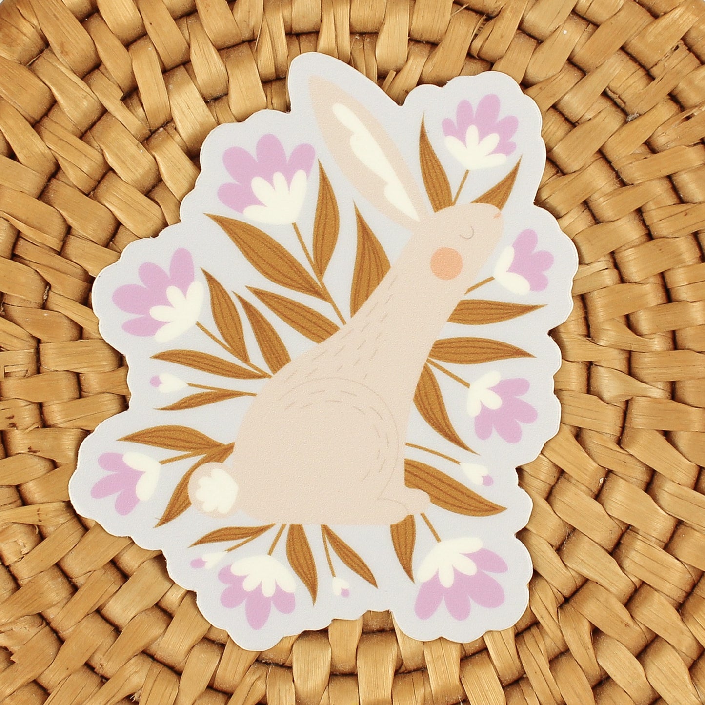 rabbit and flowers, series 4 vinyl sticker